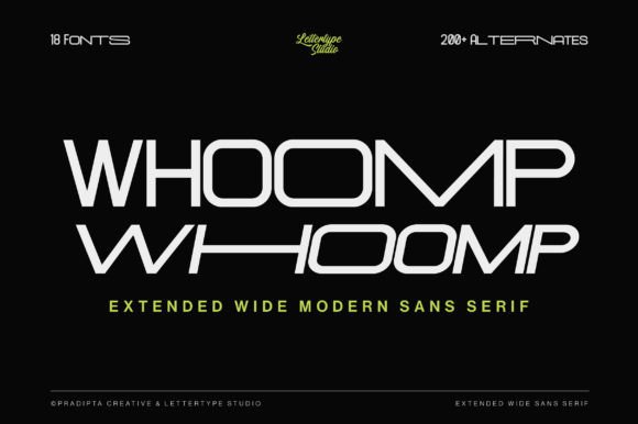 Whoomp: A Bold Extended Sans Serif Typeface
